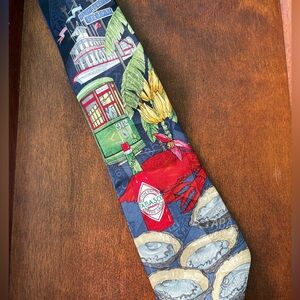 Tabasco Hot Sauce New Orleans Crab and Oyster colorful fun Necktie